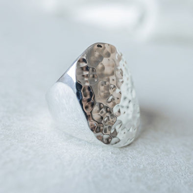 Hammered Finish Chunk Ring