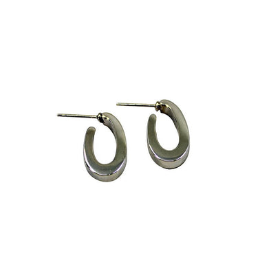 Tight Oval Silver Hoop Earrings